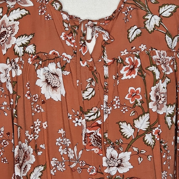 Loft Rust Floral Top M - Picture 3 of 12